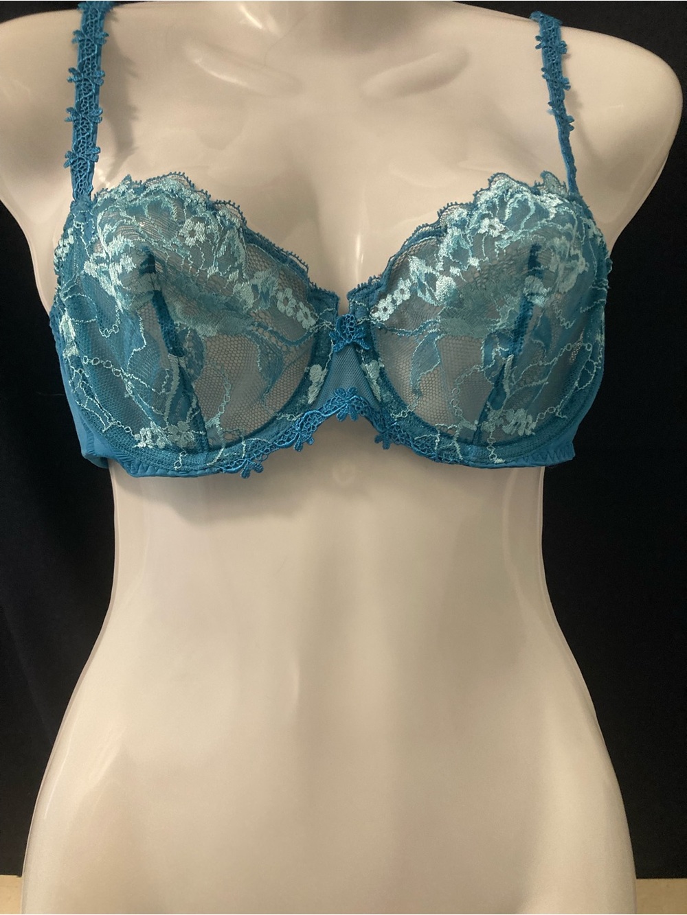Simone Pérèle Paris Turquoise Embroidered Lace Balconette Bra Underwire
